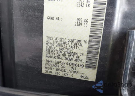 2011 Nissan Altima 2.5 S from USA, damaged, VIN 1N4AL2AP5BN409609